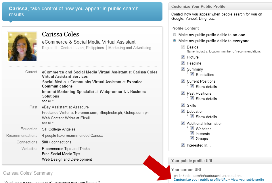 Customize LinkedIn Public Profile URL