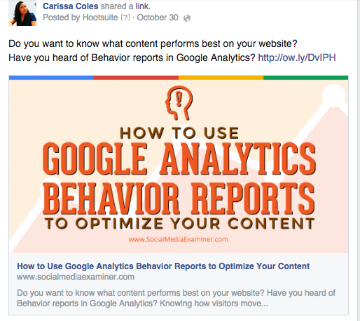 facebook post google analytics report